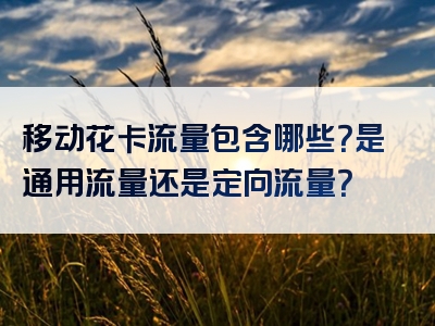 移动花卡流量包含哪些？是通用流量还是定向流量？