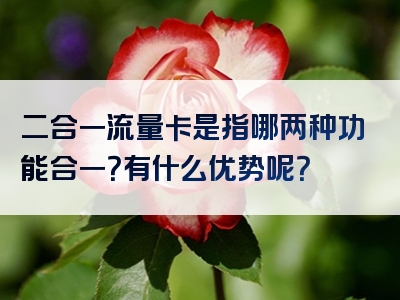 二合一流量卡是指哪两种功能合一？有什么优势呢？