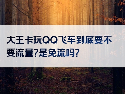 大王卡玩QQ飞车到底要不要流量？是免流吗？