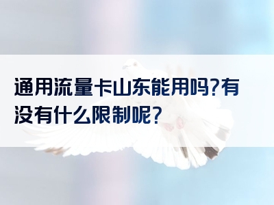 通用流量卡山东能用吗？有没有什么限制呢？