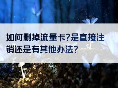 如何删掉流量卡？是直接注销还是有其他办法？