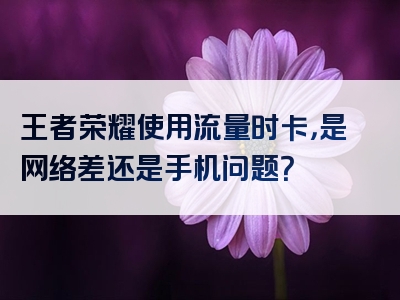 王者荣耀使用流量时卡，是网络差还是手机问题？
