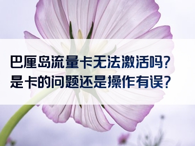 巴厘岛流量卡无法激活吗？是卡的问题还是操作有误？