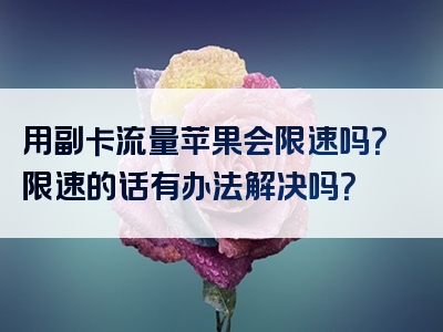 用副卡流量苹果会限速吗？限速的话有办法解决吗？