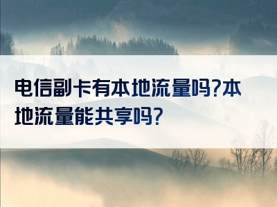 电信副卡有本地流量吗？本地流量能共享吗？