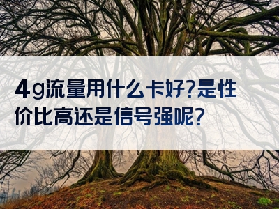 4g流量用什么卡好？是性价比高还是信号强呢？