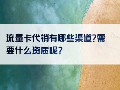 流量卡代销有哪些渠道？需要什么资质呢？
