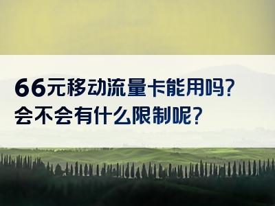 66元移动流量卡能用吗？会不会有什么限制呢？