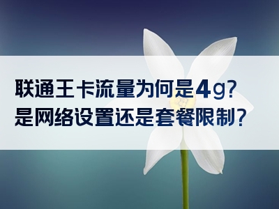 联通王卡流量为何是4g？是网络设置还是套餐限制？