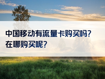 中国移动有流量卡购买吗？在哪购买呢？