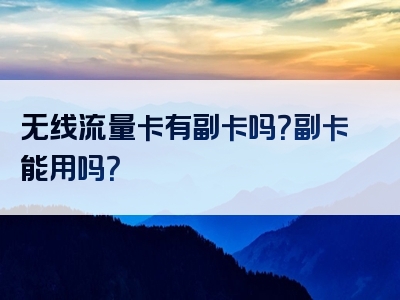 无线流量卡有副卡吗？副卡能用吗？