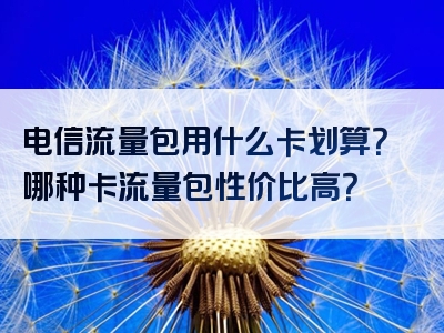 电信流量包用什么卡划算？哪种卡流量包性价比高？
