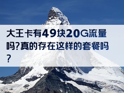大王卡有49块20G流量吗？真的存在这样的套餐吗？