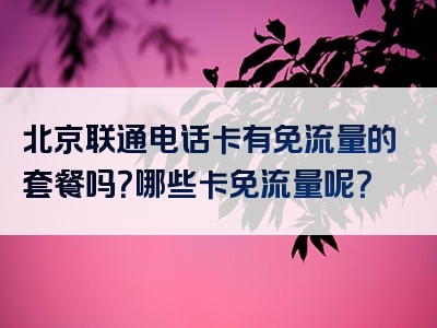 北京联通电话卡有免流量的套餐吗？哪些卡免流量呢？