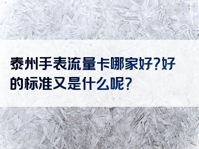 泰州手表流量卡哪家好？好的标准又是什么呢？