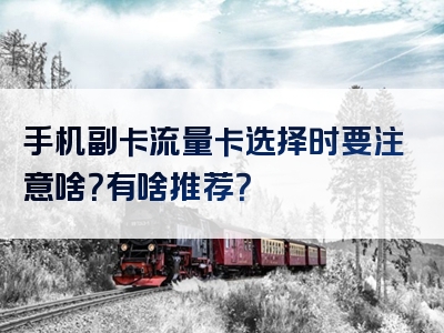 手机副卡流量卡选择时要注意啥？有啥推荐？