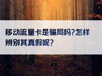 移动流量卡是骗局吗？怎样辨别其真假呢？