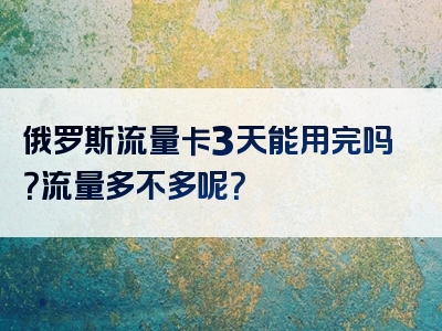 俄罗斯流量卡3天能用完吗？流量多不多呢？