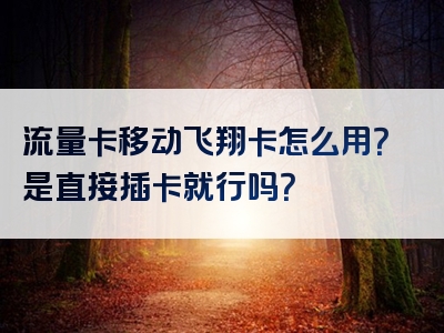 流量卡移动飞翔卡怎么用？是直接插卡就行吗？