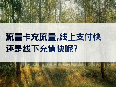 流量卡充流量，线上支付快还是线下充值快呢？