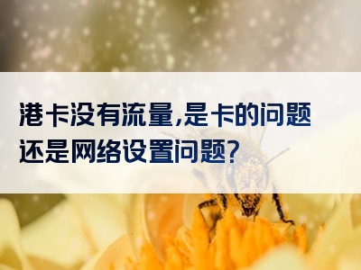 港卡没有流量，是卡的问题还是网络设置问题？