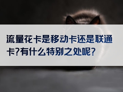 流量花卡是移动卡还是联通卡？有什么特别之处呢？