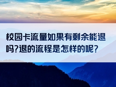 校园卡流量如果有剩余能退吗？退的流程是怎样的呢？