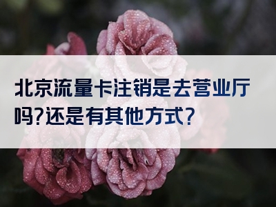 北京流量卡注销是去营业厅吗？还是有其他方式？