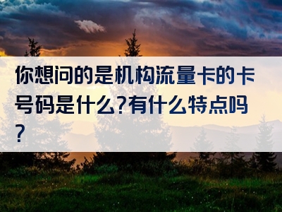 你想问的是机构流量卡的卡号码是什么？有什么特点吗？
