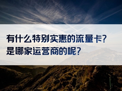 有什么特别实惠的流量卡？是哪家运营商的呢？