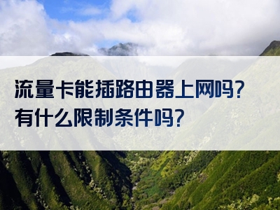 流量卡能插路由器上网吗？有什么限制条件吗？