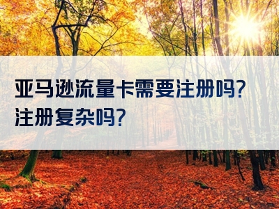 亚马逊流量卡需要注册吗？注册复杂吗？