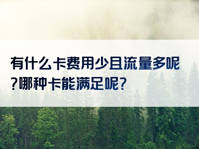 有什么卡费用少且流量多呢？哪种卡能满足呢？