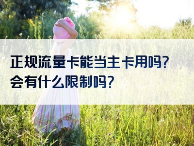 正规流量卡能当主卡用吗？会有什么限制吗？