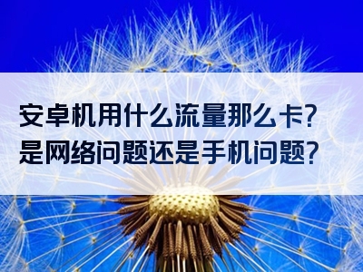 安卓机用什么流量那么卡？是网络问题还是手机问题？