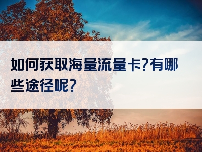 如何获取海量流量卡？有哪些途径呢？