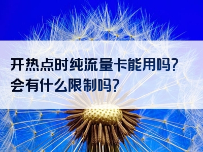 开热点时纯流量卡能用吗？会有什么限制吗？