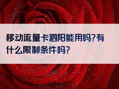 移动流量卡泗阳能用吗？有什么限制条件吗？