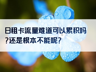 日租卡流量难道可以累积吗？还是根本不能呢？