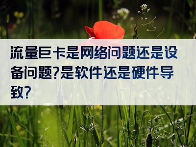 流量巨卡是网络问题还是设备问题？是软件还是硬件导致？