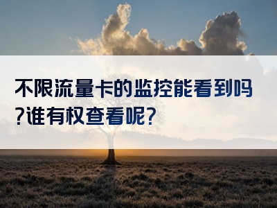 不限流量卡的监控能看到吗？谁有权查看呢？