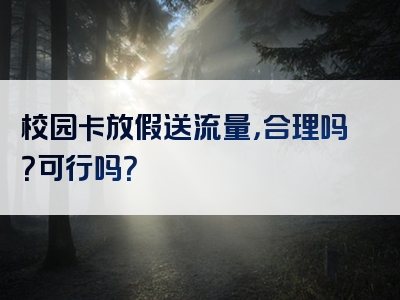 校园卡放假送流量，合理吗？可行吗？