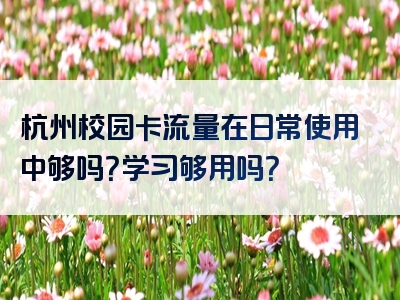 杭州校园卡流量在日常使用中够吗？学习够用吗？
