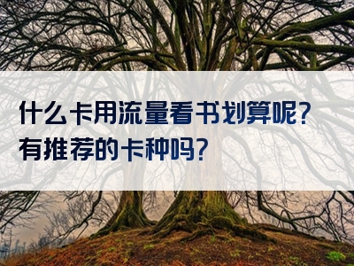 什么卡用流量看书划算呢？有推荐的卡种吗？