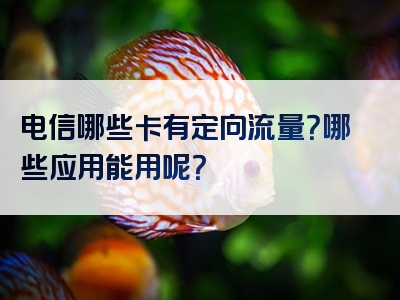 电信哪些卡有定向流量？哪些应用能用呢？