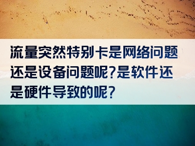 流量突然特别卡是网络问题还是设备问题呢？是软件还是硬件导致的呢？