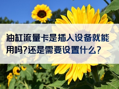 油缸流量卡是插入设备就能用吗？还是需要设置什么？