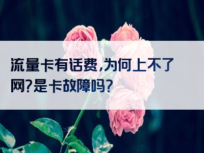流量卡有话费，为何上不了网？是卡故障吗？