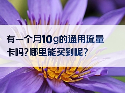 有一个月10g的通用流量卡吗？哪里能买到呢？
