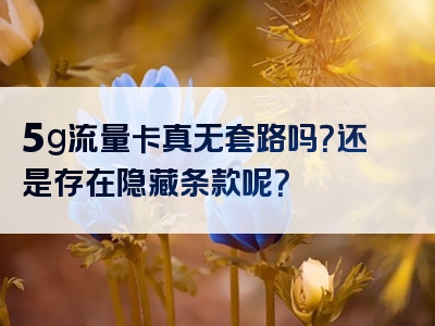 5g流量卡真无套路吗？还是存在隐藏条款呢？